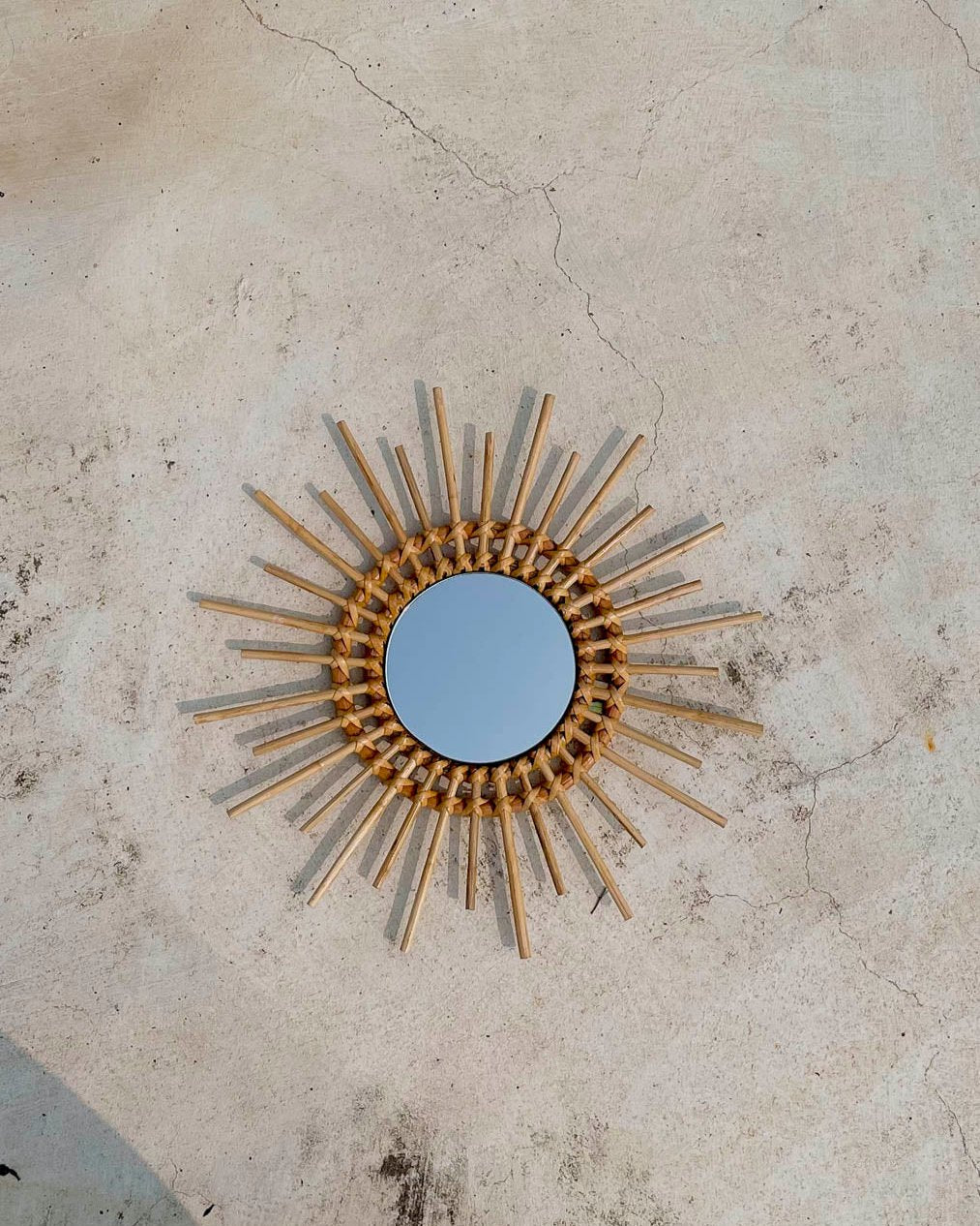 Sunshine Round Cane Mirror