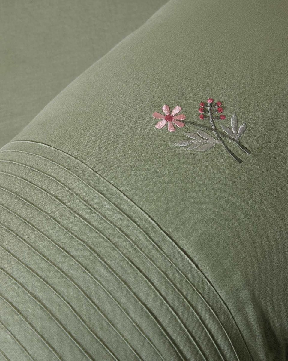 Vintage Vine Jade Linen Bedsheet Set
