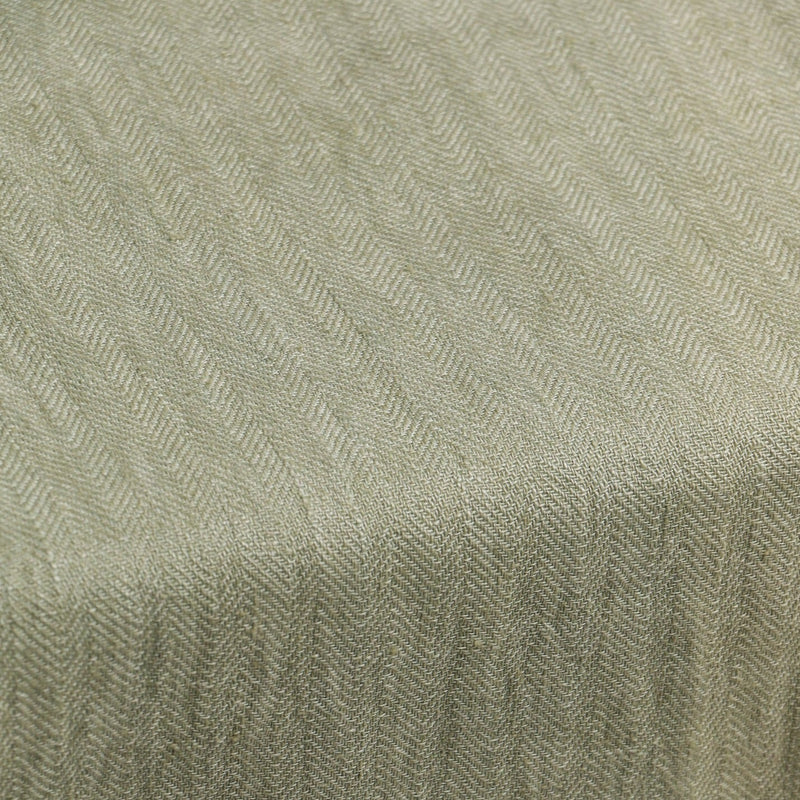 Herringbone Sage Linen Table Cover