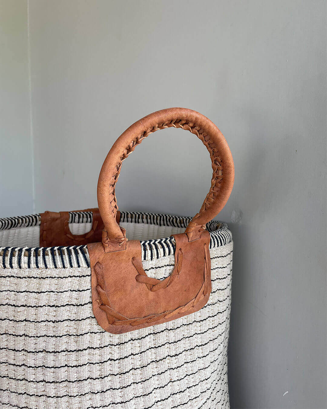 White textured cotton basket by Kolus Home