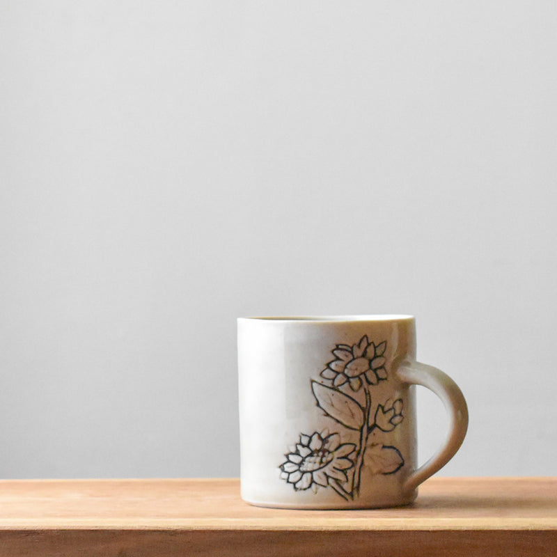 A Calm Sunflower- Hand Carved Porcelain Mug