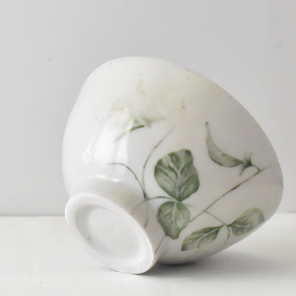 Tender Pea Plant- Hand painted Porcelain Bowl