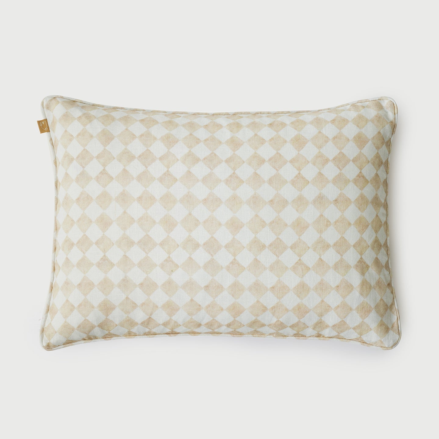 Checker Beige Oblong Cushion Cover