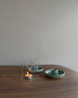 Teal Candle Holder with Glass Chimney