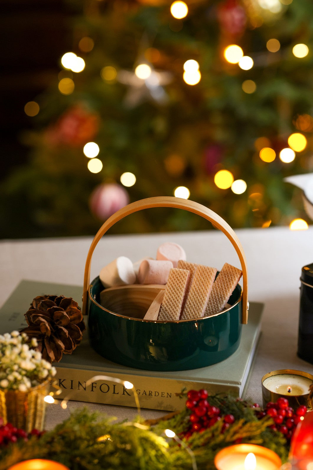Green Ceramic Basket Serveware