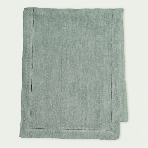 Herringbone Duckegg Linen Table Runner