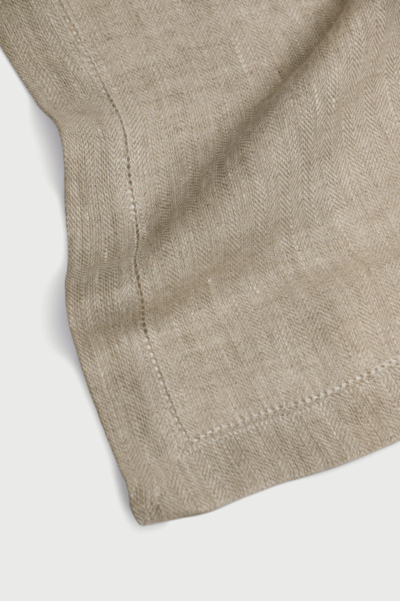 Herringbone Oatmeal Linen Table Cover