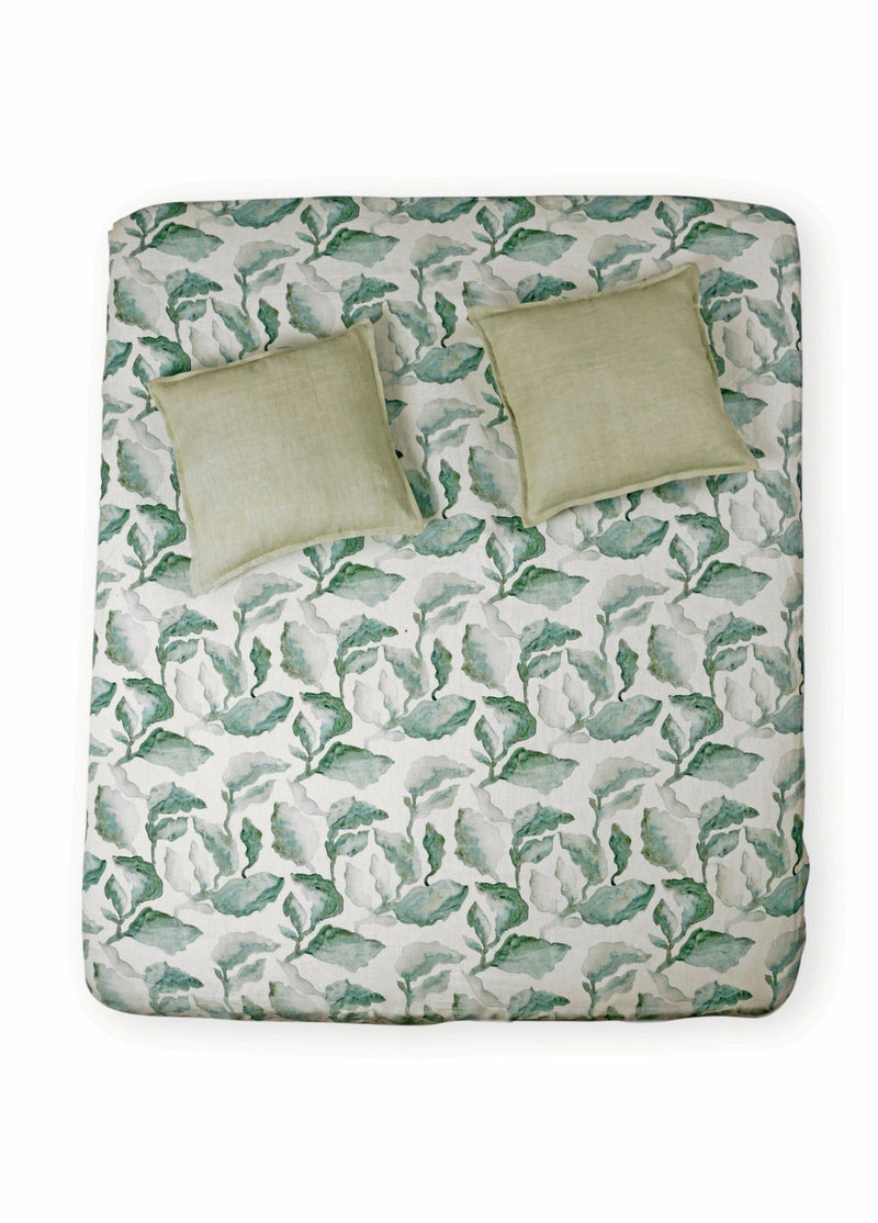 Cascade Teal Linen Bedspread