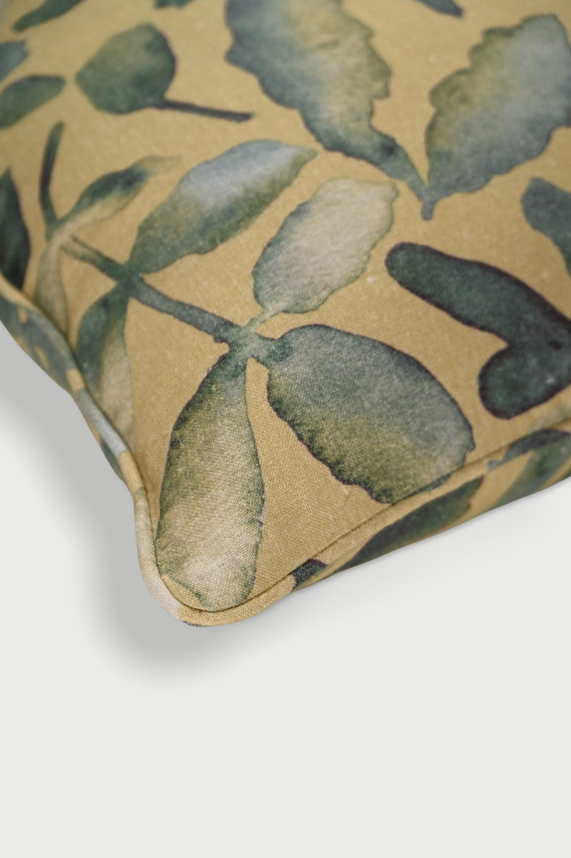 Flora Ochre Linen Cushion Cover