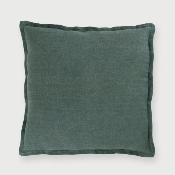 Herringbone Teal Linen Cushion Cover