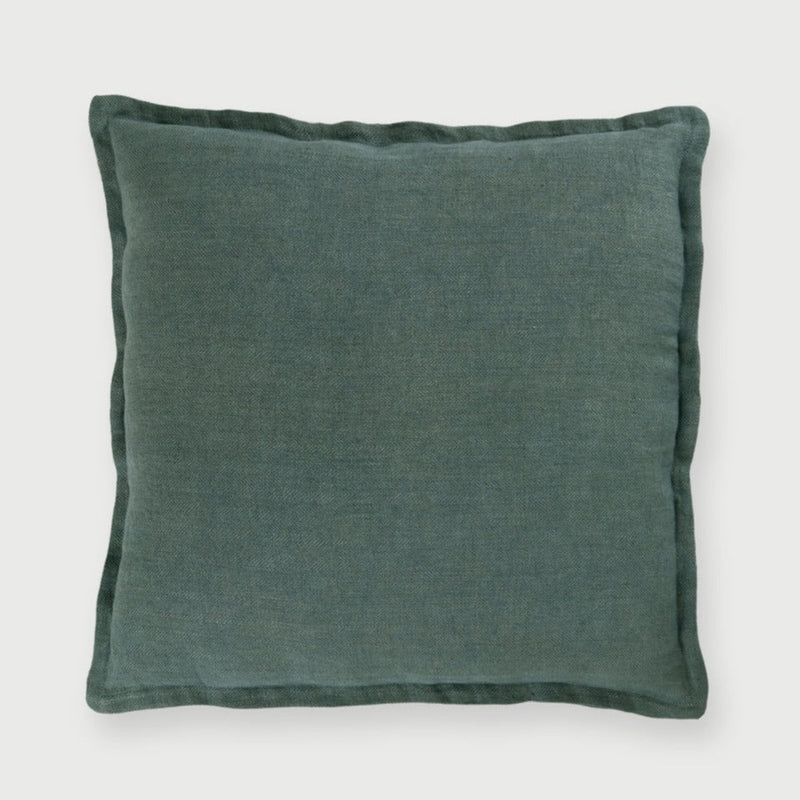 Herringbone Teal Linen Cushion Cover
