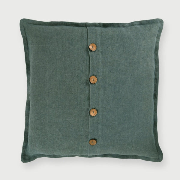 Herringbone Teal Linen Cushion Cover