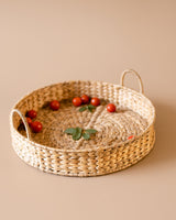 Large wicker tray with handles by Kolus India