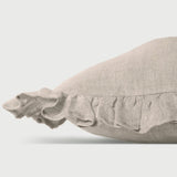 Ruffle Oatmeal Linen Pillow Cover