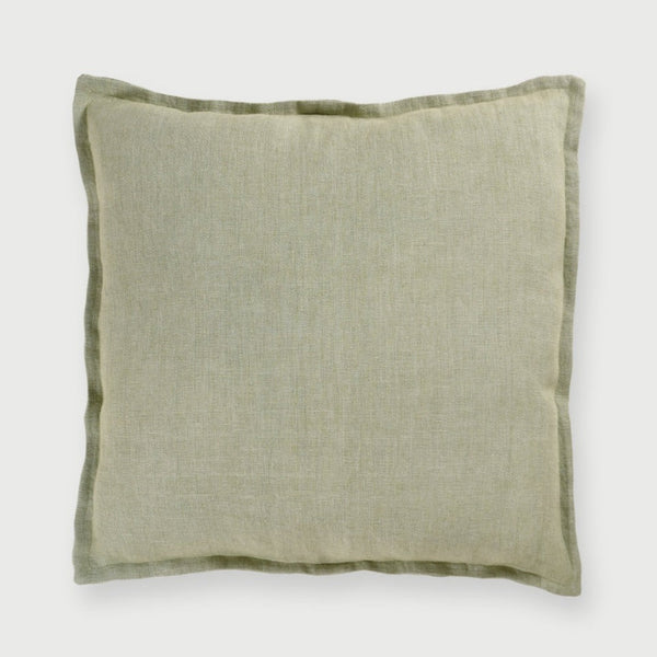 Herringbone Sage Linen Cushion Cover