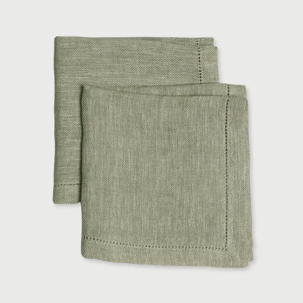 Herringbone Sage Linen Table Napkins