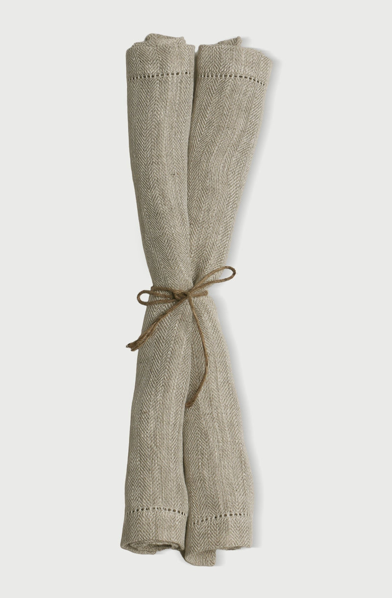 Herringbone Oatmeal  Linen Table Napkins