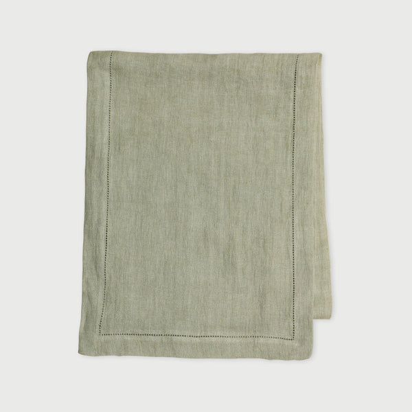 Herringbone Sage Linen Table Runner