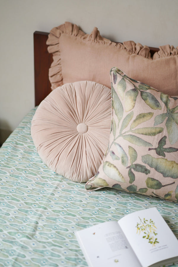 Ruffle Blush Linen Pillow Cover