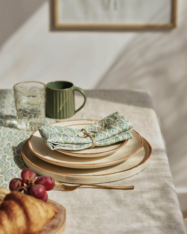 Herringbone Oatmeal Linen Table Cover