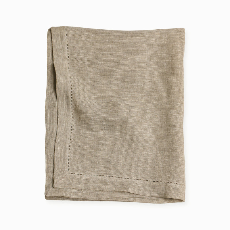 Herringbone Oatmeal Linen Table Cover