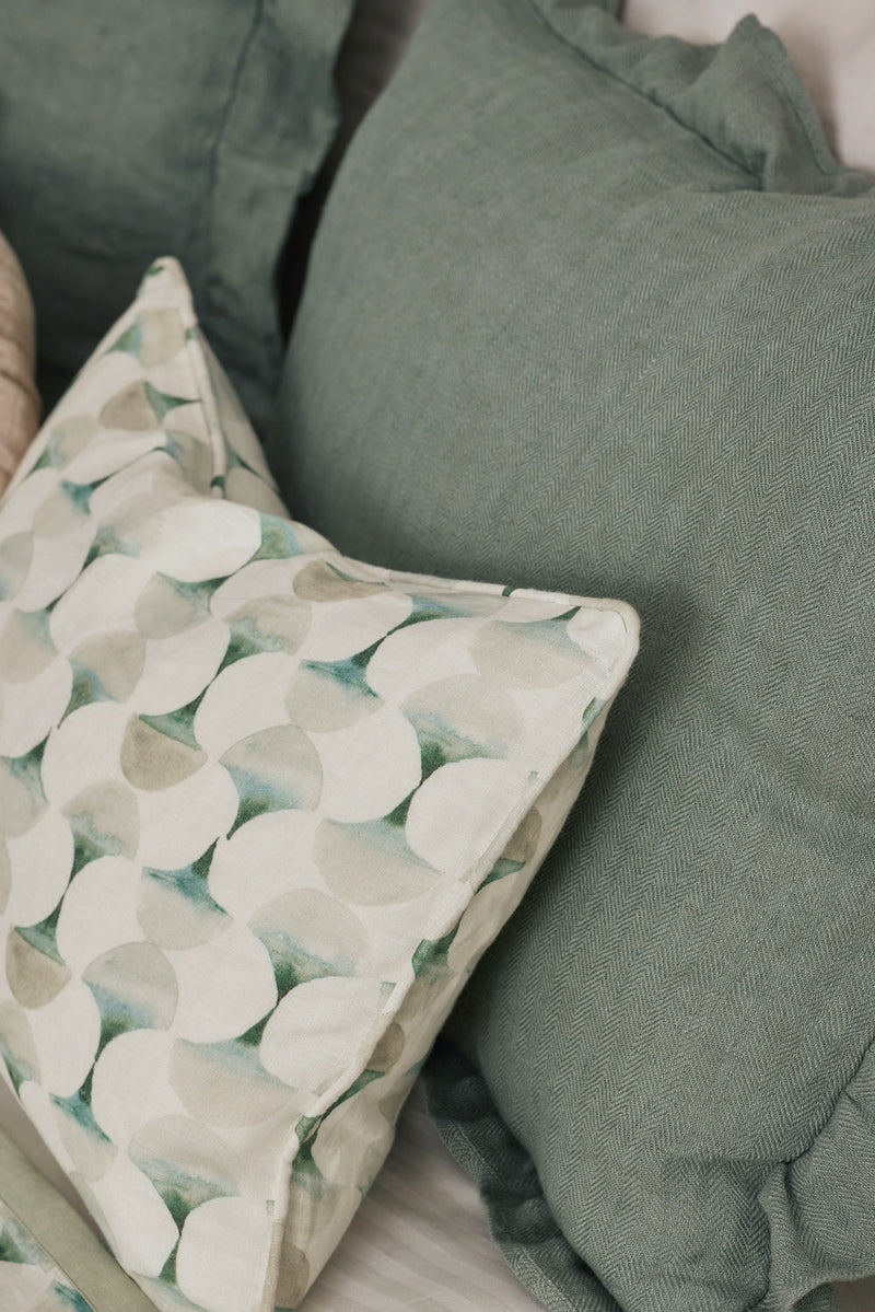 Ruffle Duck Egg Linen Pillow Cover