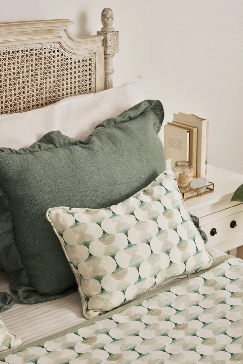 Ruffle Duck Egg Linen Pillow Cover
