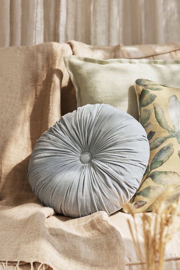 Cuddle Powder Blue Round Cushion