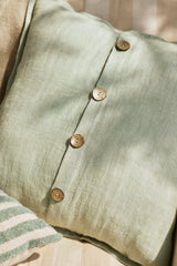 Herringbone Eucalyptus Linen Cushion Cover