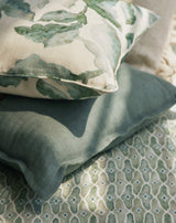 Herringbone Teal Linen Cushion Cover
