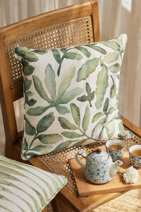 Flora Ivory Linen Cushion Cover