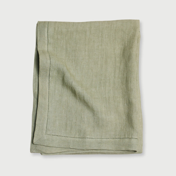 Herringbone Sage Linen Table Cover