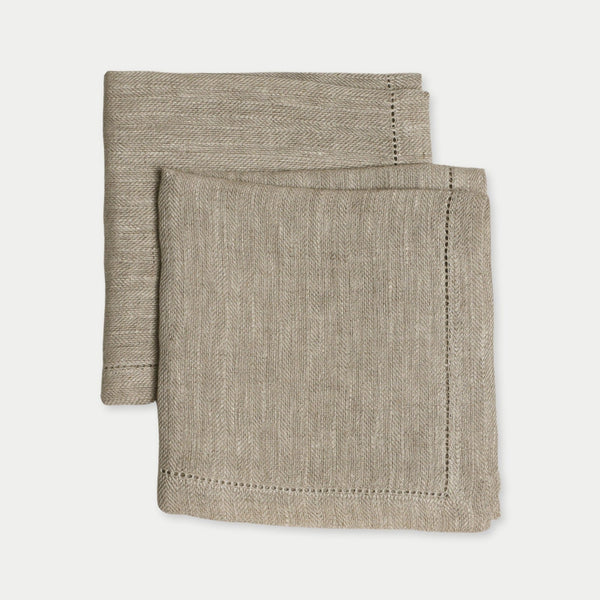 Herringbone Oatmeal  Linen Table Napkins