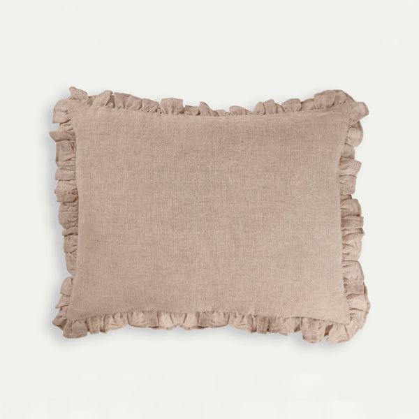 Ruffle Blush Linen Pillow Cover