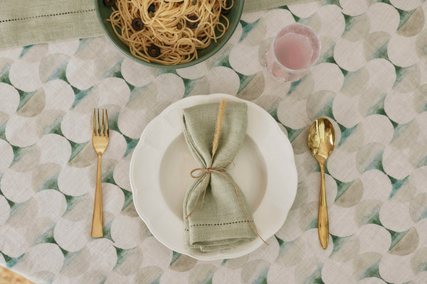 Herringbone Sage Linen Table Napkins