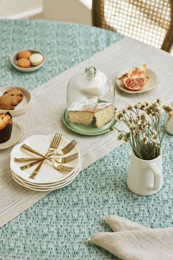 Herringbone Oatmeal Linen Table Runner