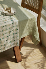 Herringbone Sage Linen Table Cover