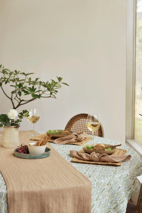 Herringbone Blush Linen Table Runner