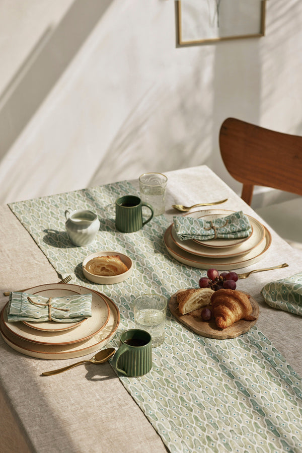 Herringbone Oatmeal Linen Table Cover